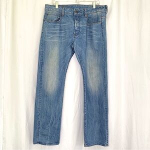 G-Star Raw 3301 Jeans Mens Sz 34 Straight Leg Button Fly